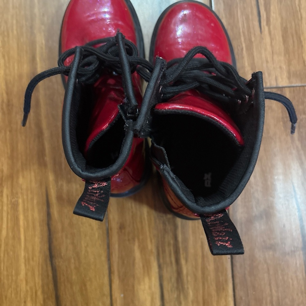 Dr Doc Martens 1460 J Lace Up Side Zip AW004 Red Leather Boots Kids Size 13 - Picture 12 of 12